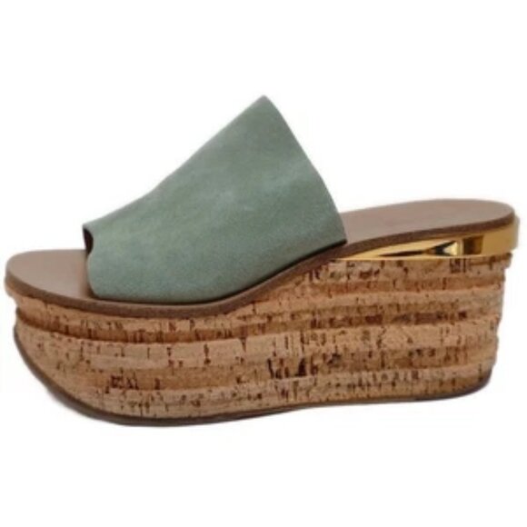 Chloe Shoes - Chloe - Blue Green Nubuck Women's Sandals 142-080325